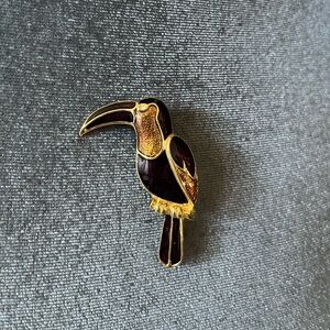 Gold and Brown Toucan Bird Pin
